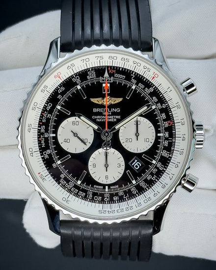 No Reserve - 2021 Breitling Navitimer B01 Chronograph 46MM Black Dial Rubber Strap (AB0127211B2X1)