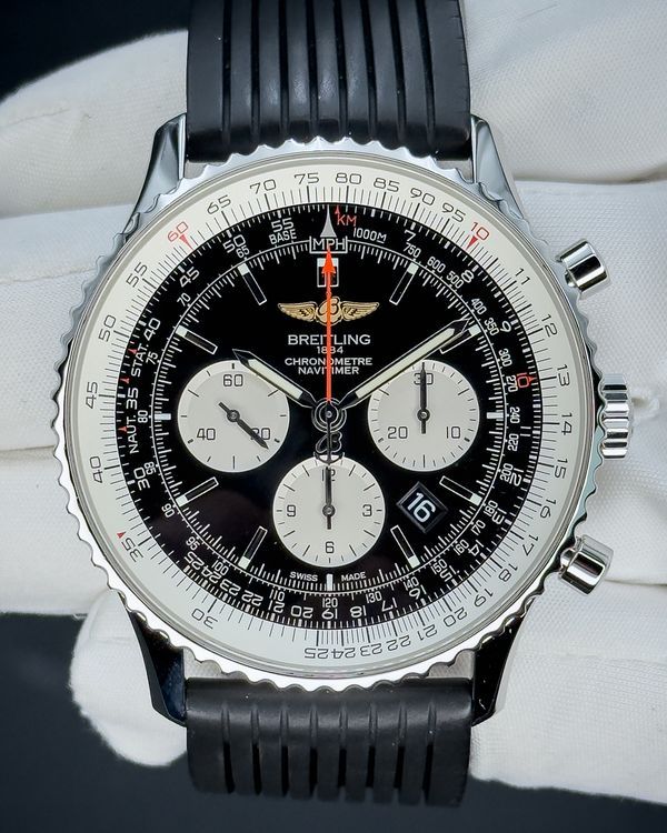 No Reserve - 2021 Breitling Navitimer B01 Chronograph 46MM Black Dial Rubber Strap (AB0127211B2X1)