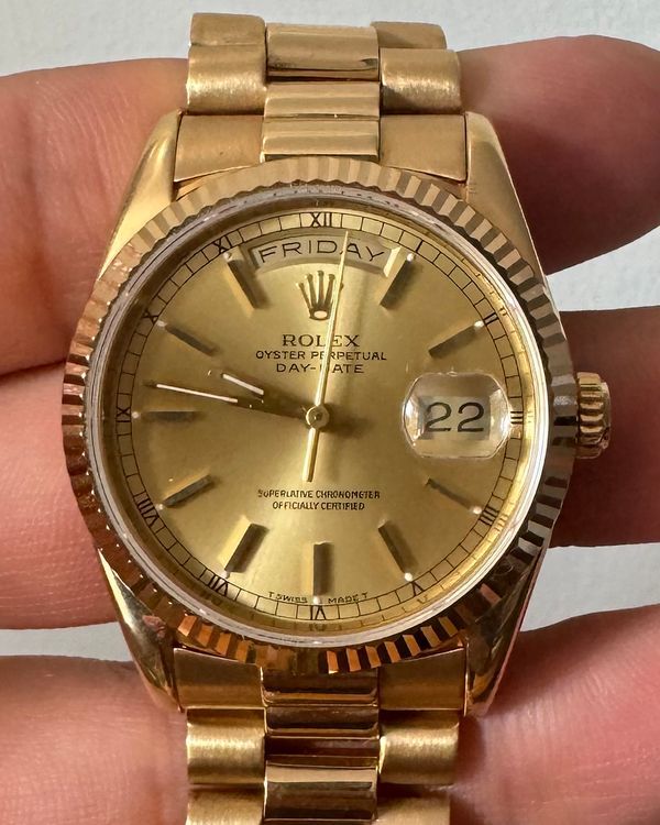 1993 Rolex Day-Date 36MM Champagne Dial Yellow Gold President Bracelet (18238)