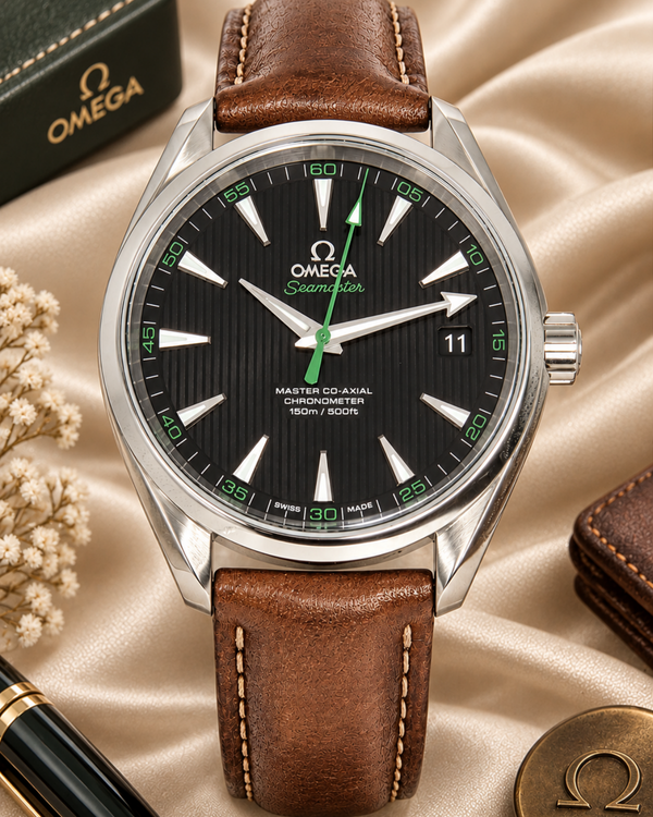 No Reserve - 2023 Omega Seamaster Aqua Terra 150M "Golf Edition" 41.5MM Black Dial Leather Strap (231.12.42.21.01.003)