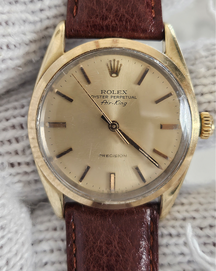 Rolex Air-King 34MM Champagne Dial Aftermarket Leather Strap (5520)