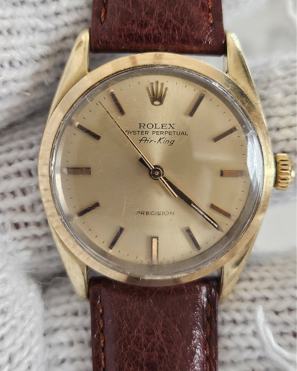 Rolex Air-King 34MM Champagne Dial Aftermarket Leather Strap (5520)