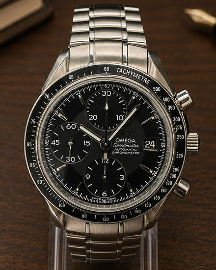 No Reserve - Omega Speedmaster Date 40MM Black Dial Steel Bracelet (3210.50.00)