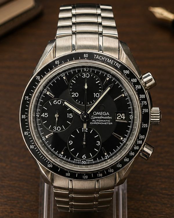 No Reserve - Omega Speedmaster Date 40MM Black Dial Steel Bracelet (3210.50.00)