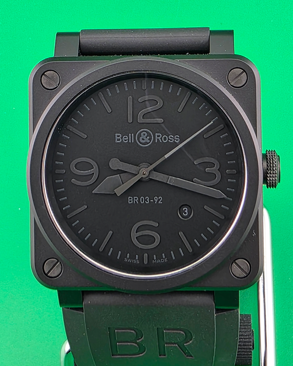 Bell & Ross BR 03 Phantom Ceramic 42MM Black Dial Rubber Strap (BR03-92-CBL)