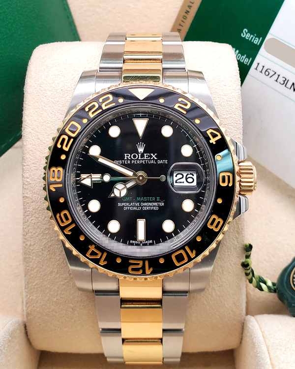 2015 Rolex GMT-Master II 40MM Black Dial Two-Tone Oyster Bracelet (116713LN)