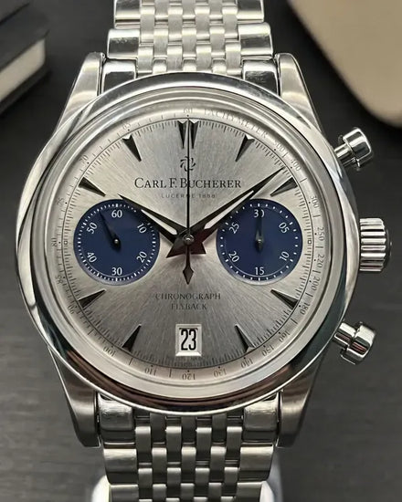 Carl F. Bucherer Manero Flyback 40MM Silver Dial Steel Bracelet (00.10927.08.13.23)