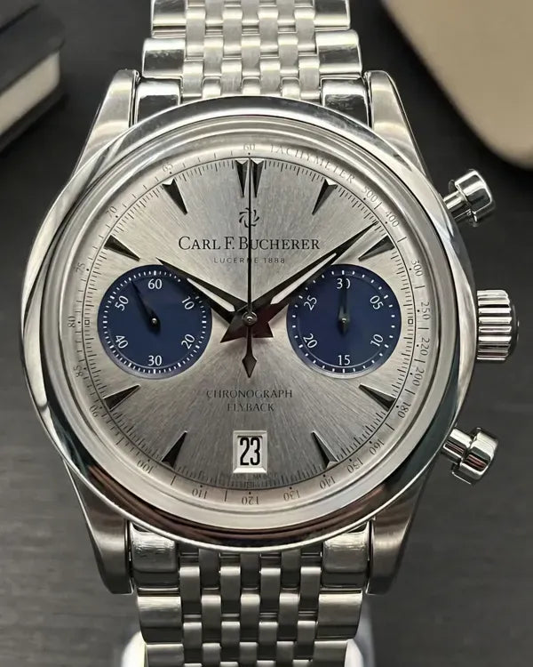 Carl F. Bucherer Manero Flyback 40MM Silver Dial Steel Bracelet (00.10927.08.13.23)