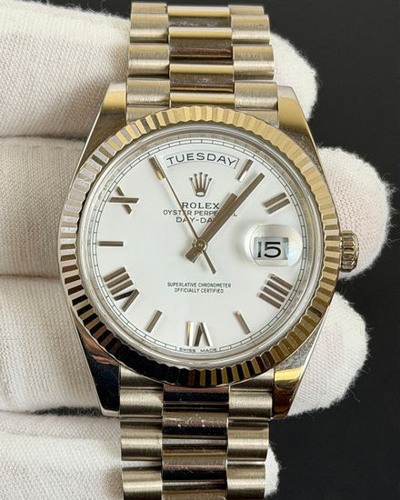 2023 Rolex Day-Date 40MM White Dial White Gold President Bracelet (228239)