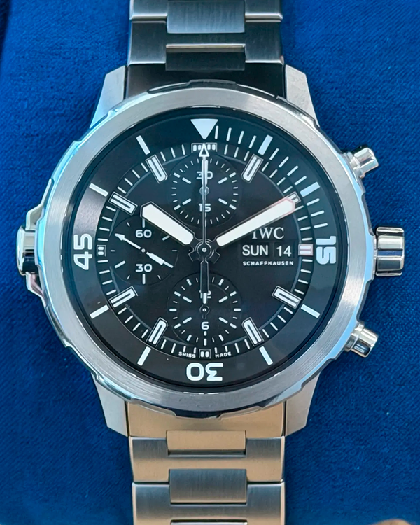 IWC Schaffhausen Aquatimer Chronograph 44MM Black Dial Steel Bracelet (IW376804)