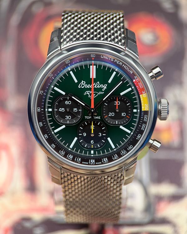 2026 Breitling Top Time B01 "Ford Mustang" 41MM Green Dial Steel Bracelet (AB01762A1L1A1)