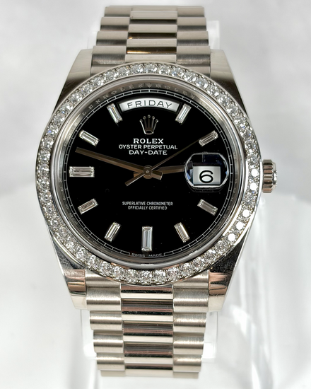 2017 Rolex Day-Date 40MM Black Dial White Gold President Bracelet (228349RBR)