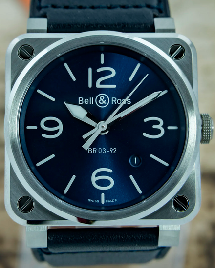 No Reserve - 2026 Bell & Ross BR 03-92 42MM Blue Dial Leather Strap (BR0392-BLU-ST/SCA)