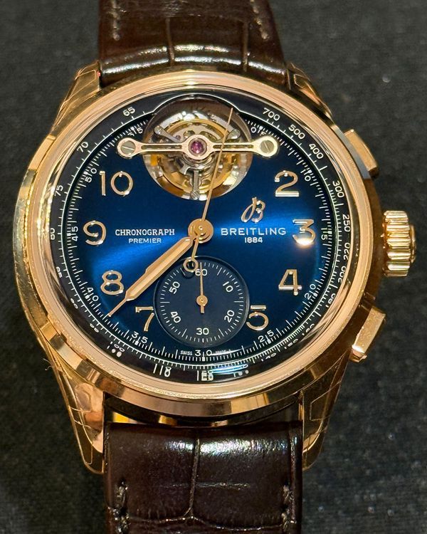 2026 Breitling Premier B21 Chronograph Tourbillon L. E. 42MM Blue Dial Leather Strap (RB2120)