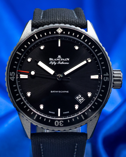 No Reserve - 2022 Blancpain Fifty Fathoms Bathyscaphe 43.6MM Black Dial Textile Strap (5000-0130-B52A)