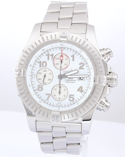 No Reserve - Breitling Super Avenger 48MM White Dial Steel Bracelet (A13370)