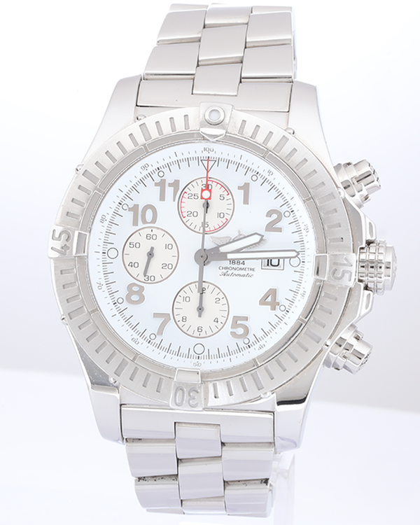 No Reserve - Breitling Super Avenger 48MM White Dial Steel Bracelet (A13370)