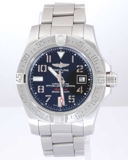 No Reserve - Breitling Avenger II Seawolf 45MM Black Dial Steel Bracelet (A17331)