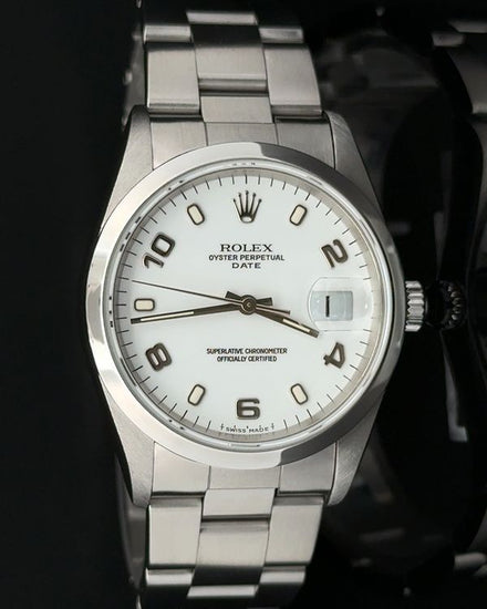 1997 Rolex Oyster Perpetual Date 34MM White Dial Oyster Bracelet (15200)