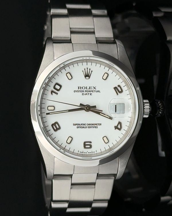 1997 Rolex Oyster Perpetual Date 34MM White Dial Oyster Bracelet (15200)