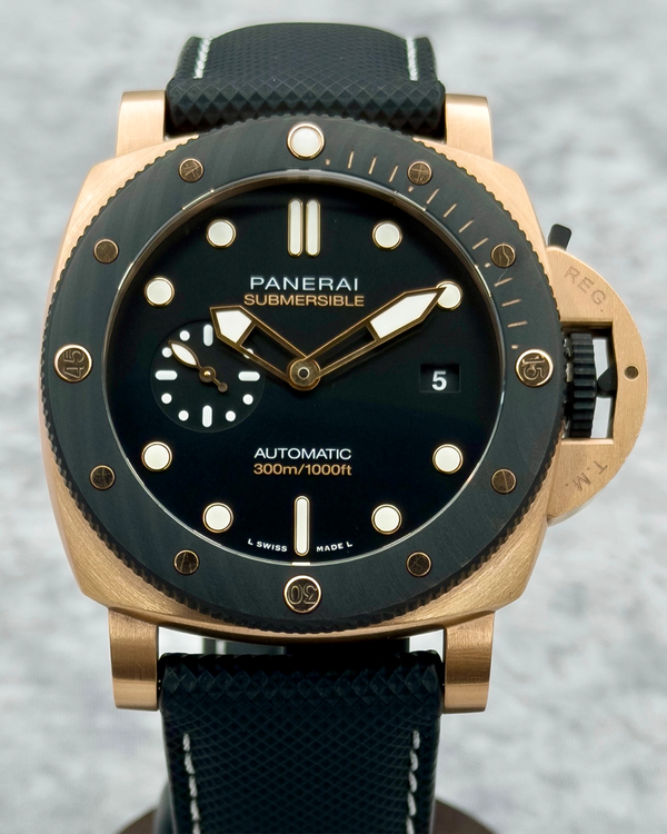 2022 Panerai Submersible Goldtech 44MM Black Dial Rubber Strap (PAM01070)