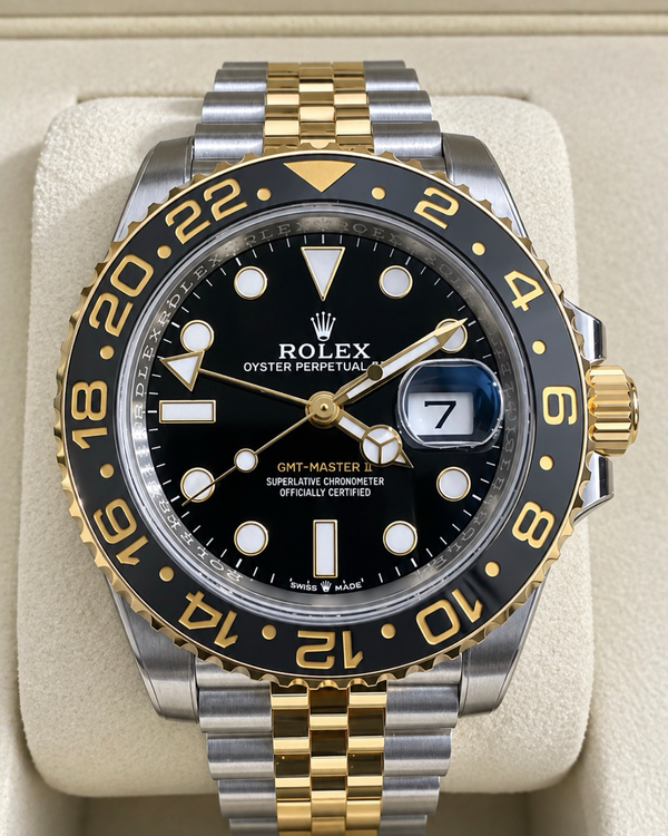 (WORKING) 2025 Rolex GMT-Master II "Bumblebee" 40MM Black Dial Two-Tone Jubilee Bracelet (126713GRNR)