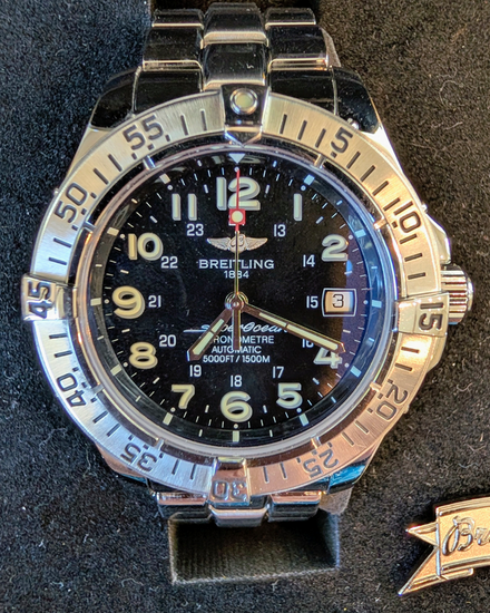 No Reserve - 2002 Breitling Superocean 42MM Black Dial Steel Bracelet (A17360)