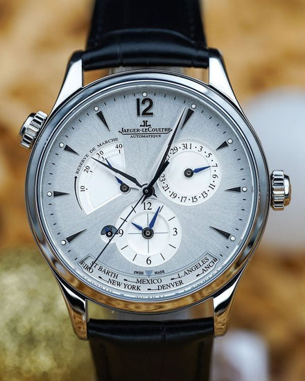 No Reserve - 2018 Jaeger-LeCoultre Master Geographic 39MM Silver Dial Leather Strap (Q1428421)