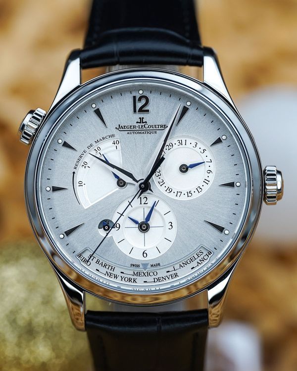No Reserve - 2018 Jaeger-LeCoultre Master Geographic 39MM Silver Dial Leather Strap (Q1428421)