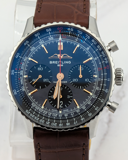No Reserve - 2026 Breitling Navitimer B01 Chronograph "Japan" S. E. 43MM Black Mother-of-Pearl Dial Leather Strap (AB01381G1B1P1)