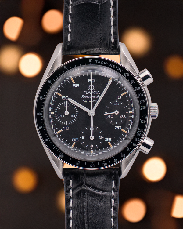 Omega Speedmaster Reduced 39MM Black Dial Leather Strap (3510.50)