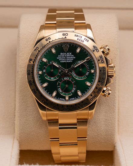 Rolex Cosmograph Daytona "John Mayer" 40MM Green Dial Yellow Gold Oyster Bracelet (116508)