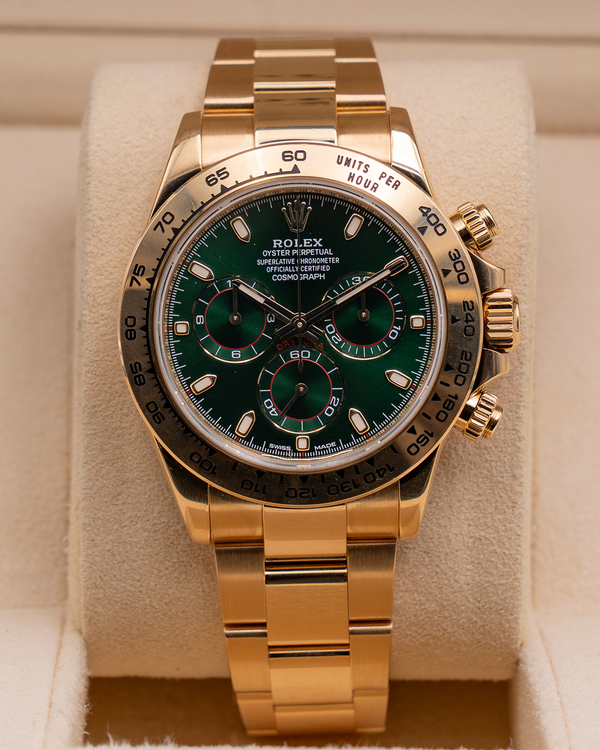 Rolex Cosmograph Daytona "John Mayer" 40MM Green Dial Yellow Gold Oyster Bracelet (116508)
