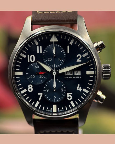 2019 IWC Schaffhausen Pilot Chronograph "Le Petit Prince" 43MM Blue Dial Leather Strap (IW377714)