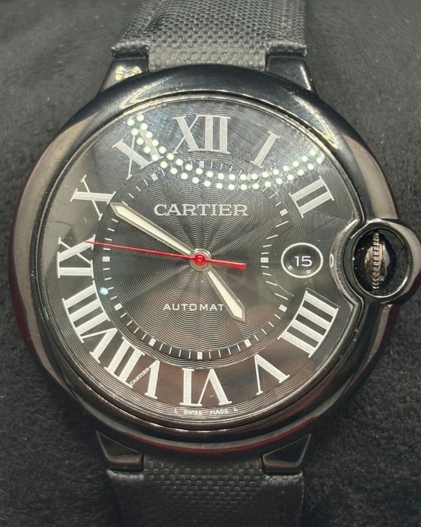 2016 Cartier Ballon Bleu 42MM Black Dial Textile Strap (WSBB0015)