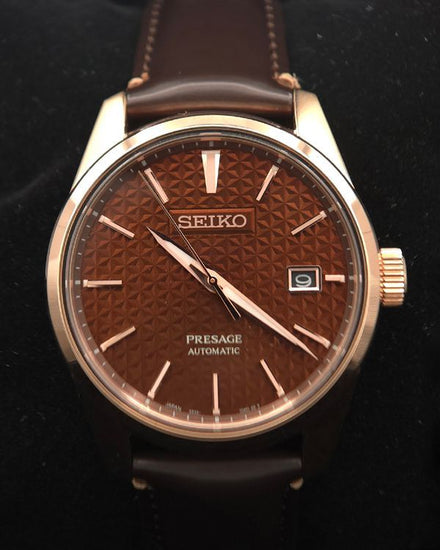 No Reserve - Seiko Presage "Sharp Edge" 39.3MM Chocolate Dial Leather Strap (SPB170J1)