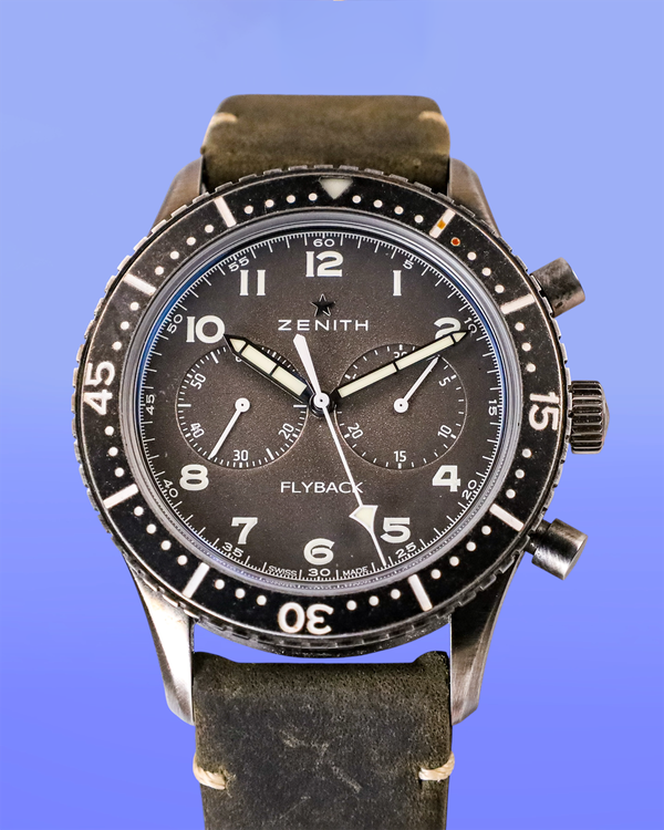No Reserve - Zenith Pilot Flyback Cronograph 43MM Grey Dial Leather Strap (11.2240.405/21.C773)