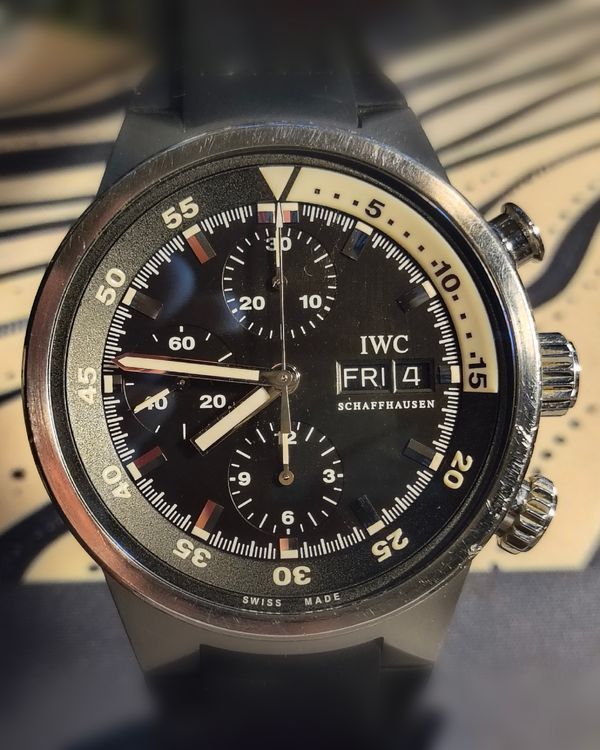 No Reserve - IWC Schaffhausen Aquatimer Chronograph 42MM Black Dial Rubber Strap (IW371933)