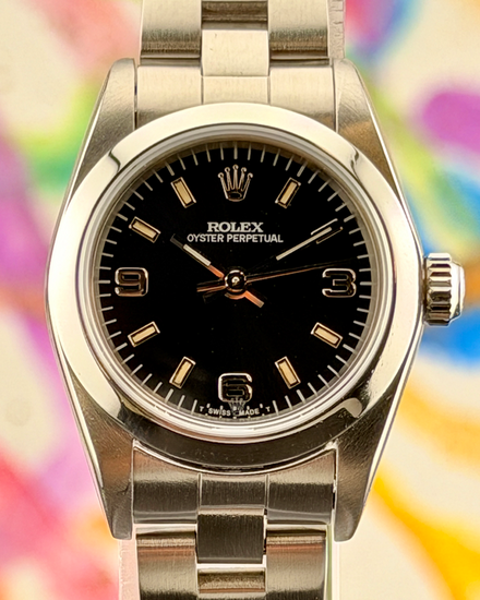 No Reserve - 2003 (F Serial) Rolex Oyster Perpetual 24MM Black Dial Oyster Bracelet (76080)