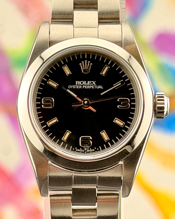 No Reserve - 2003 (F Serial) Rolex Oyster Perpetual 26MM Black Dial Oyster Bracelet (76080)