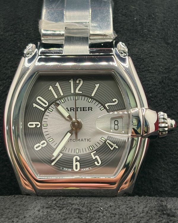 2010 Cartier Roadster 38MM Black Dial Steel Bracelet (W62001V3)