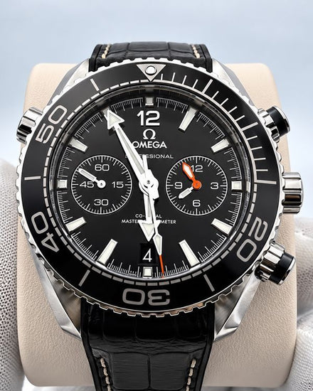 No Reserve - 2024 Omega Seamaster Planet Ocean 600M Chronograph 45.5MM Black Dial Leather Strap (215.33.46.51.01.001)