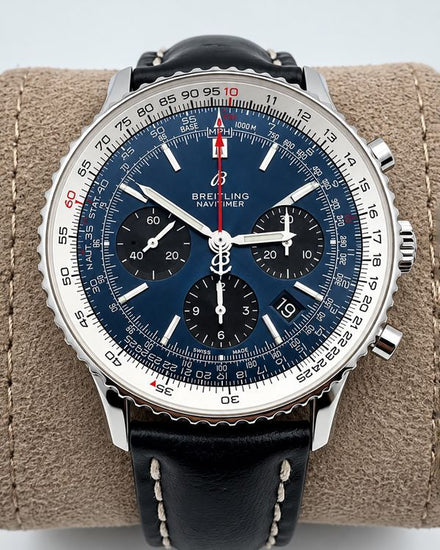 No Reserve - 2020 Breitling Navitimer B01 Chronograph 43MM Blue Dial Leather Strap (AB0121211C1P1)