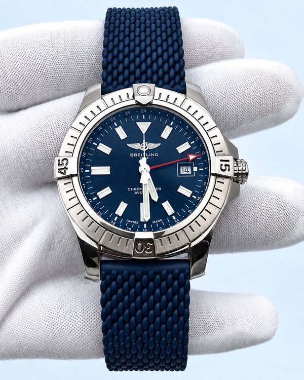 No Reserve - 2023 Breitling Avenger 45MM Blue Dial Aftermarket Rubber Strap (A32395101C1X1)