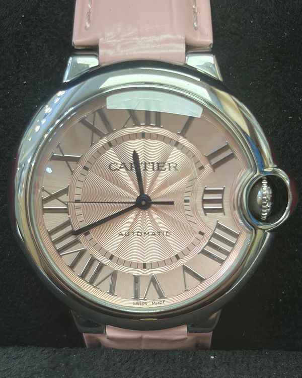 2017 Cartier Ballon Bleu 36MM Pink Dial Leather Strap (WSBB0007)