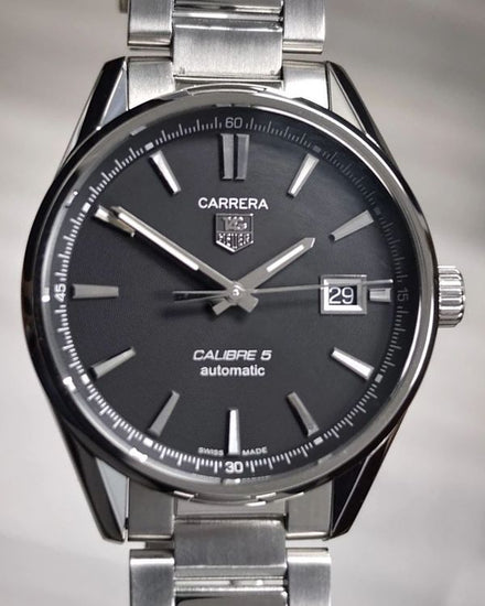 2019 TAG Heuer Carrera Calibre 5 39MM Black Dial Steel Bracelet (WAR211A)