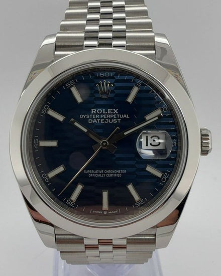 No Reserve - 2024 Rolex Datejust 41MM Blue "Fluted Motif" Dial Jubilee Bracelet (126300)