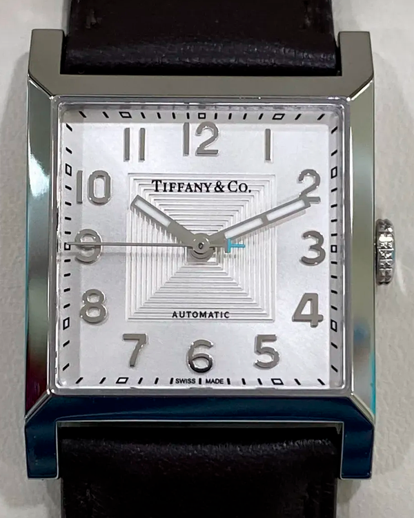No Reserve - 2022 Tiffany Union Square 27MM Silver Dial Leather Strap (67460618)