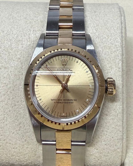 1990 (E Serial) Rolex Oyster Perpetual Lady 24MM Champagne Dial Two-Tone Oyster Bracelet (67243)
