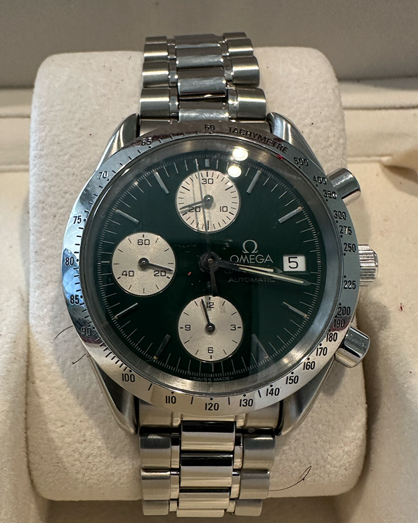 No Reserve - 1999 Omega Speedmaster 39MM Green Dial Steel Bracelet (3511.70)